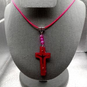 Cross wood pendant necklace